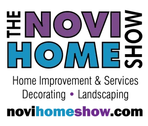 The Novi Home Show logo with the text "Home Improvement & Services, Decorating, Landscaping" and the website "novihomeshow.com".